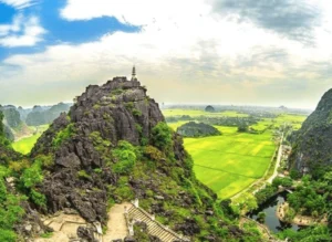 Scenic view Ella Rock in Sri Lanka over looking tea plantations.